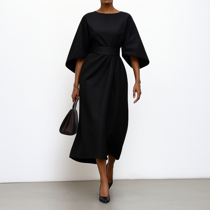 Eldra | Satin-effect maxi dress with batwing sleeves