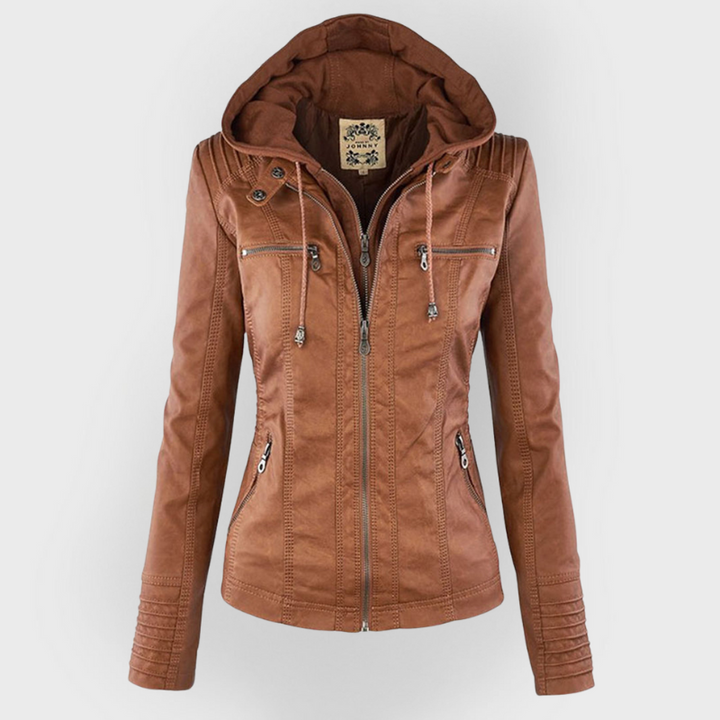 Lily | Modern leather jacket with hood