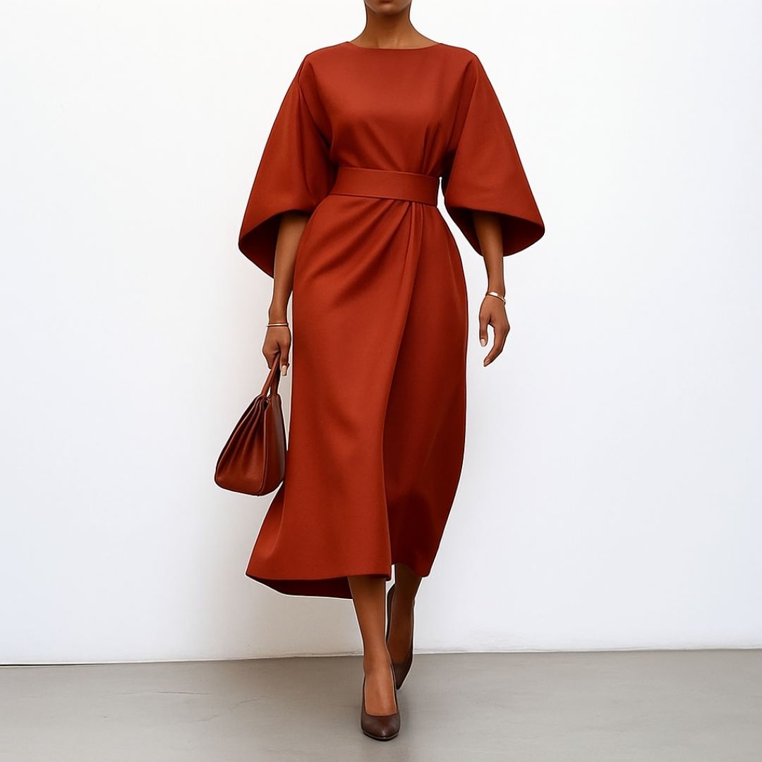 Eldra | Satin-effect maxi dress with batwing sleeves