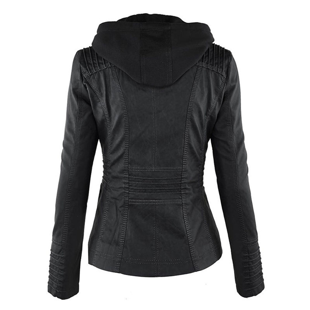 Lily | Modern leather jacket with hood