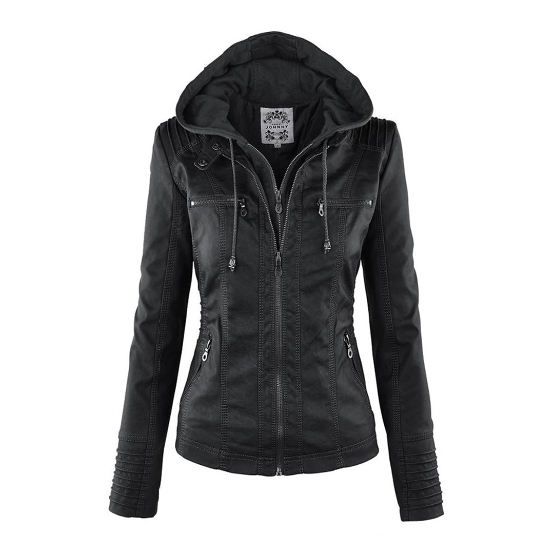 Lily | Modern leather jacket with hood