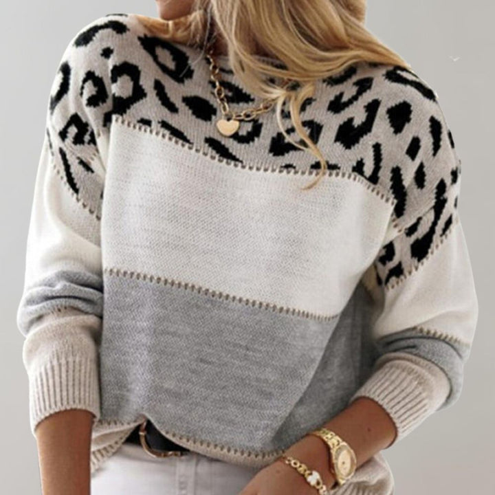 Diane | Knit sweater with leopard print accents