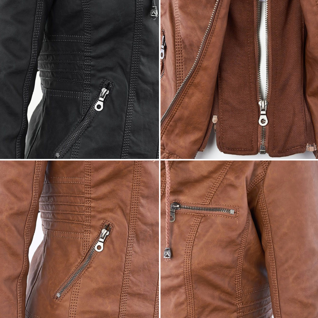 Lily | Modern leather jacket with hood