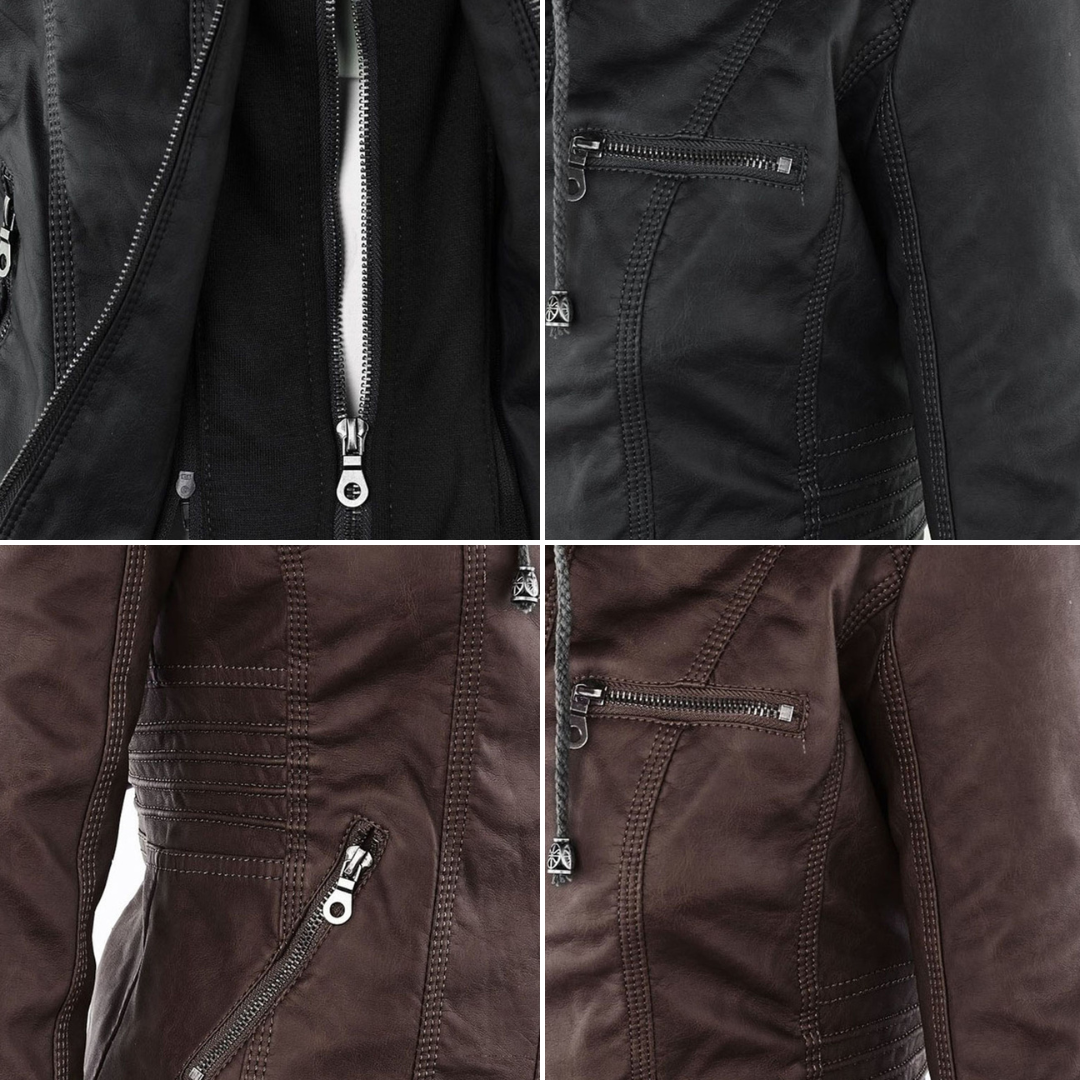 Lily | Modern leather jacket with hood