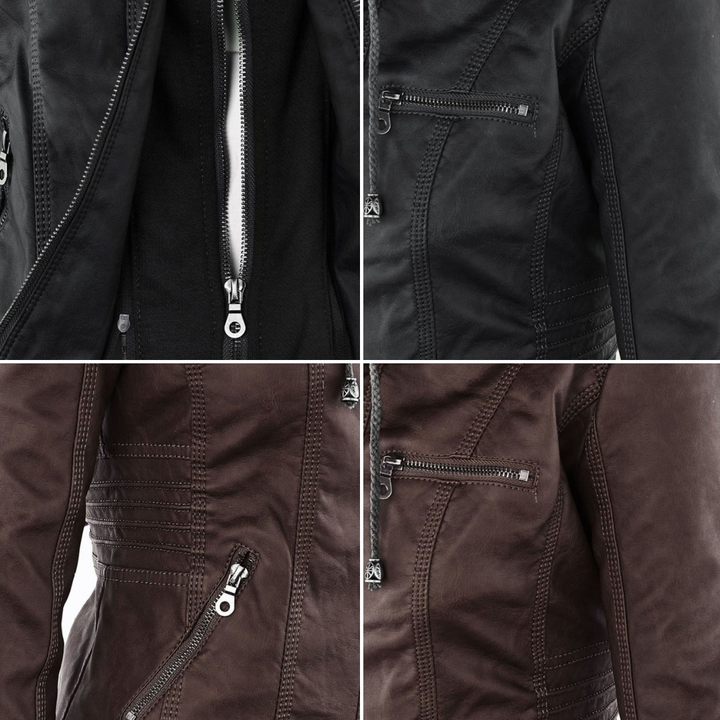 Lily | Modern leather jacket with hood