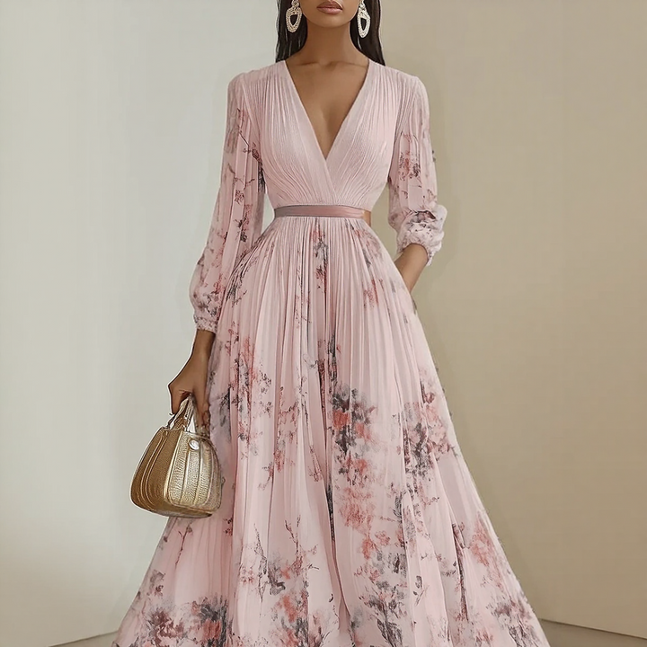 Rowella | Elegant pleated maxi dress
