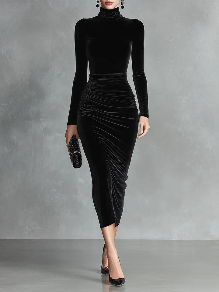 Neriis | Black velvet bodycon dress